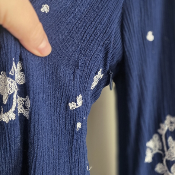 Free People Jasmine Embroidered Mini Dress in Navy Blue Small Good Condition - Picture 12 of 16